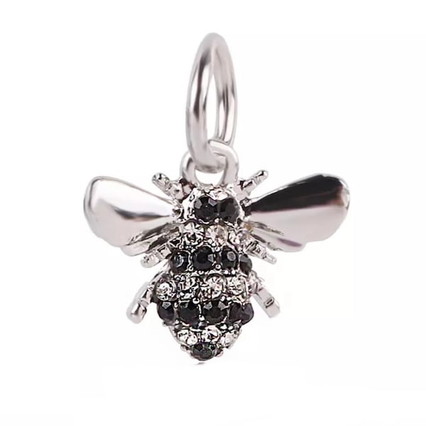 CZ Pave Bee Charms, Silver or Rose Gold Tiny Bee Charms - Honey Bee Charm - Sparkling Bee - Fit for Pandora