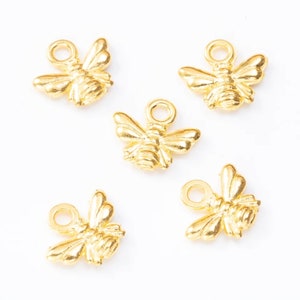 Bee Charms - Gold Finish - Tiny Bumble Bee Charms - Choose Quantity