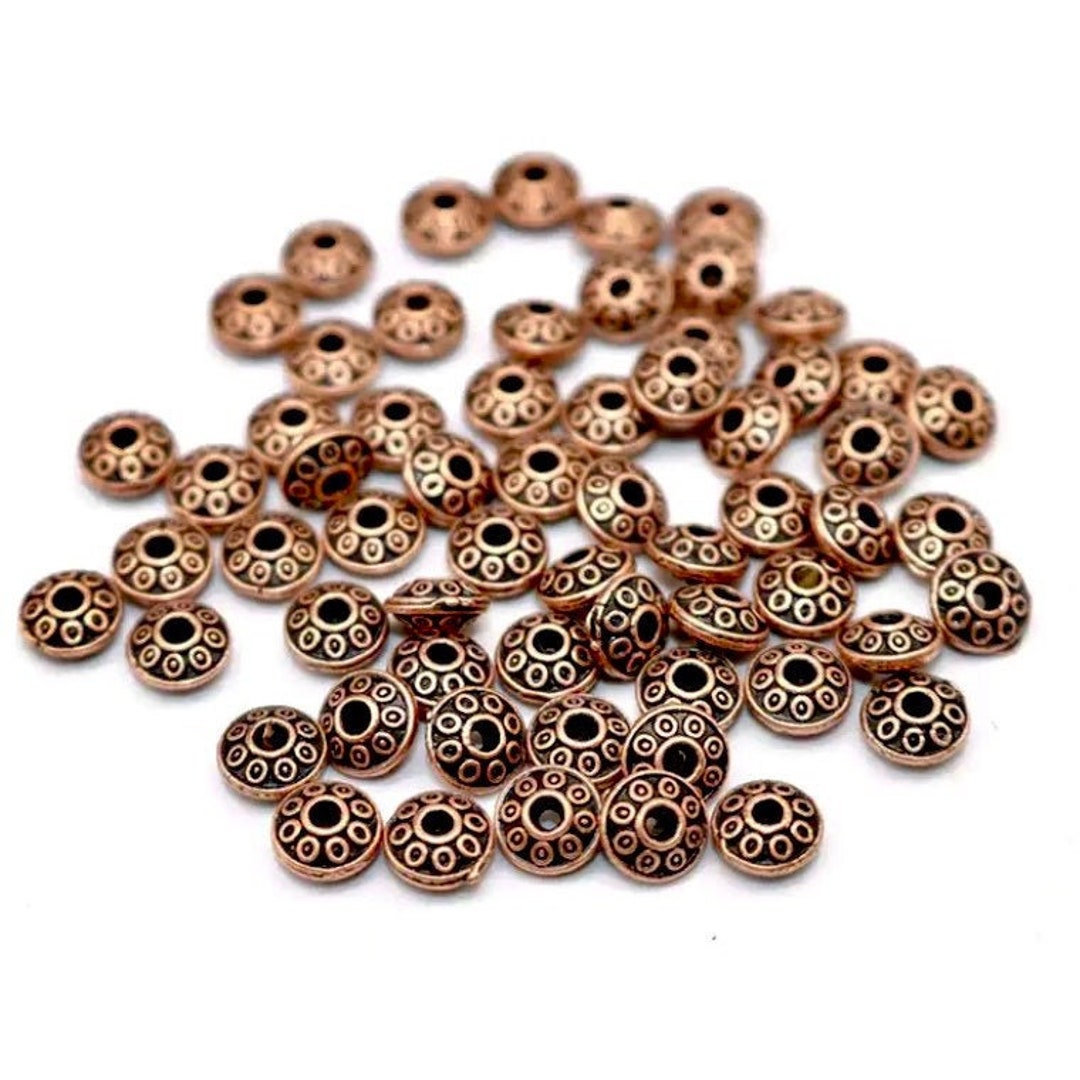Copper Spacer Beads, Tubular Beads, Copper Plated Beads, Tube Beads,  Jewelry Spacers, Bead Spacers, Spacer Beads, Barrel Spacer Beads, 6 Pc