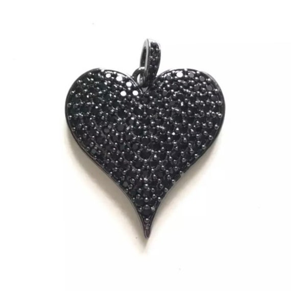 5pcs Cubic Zirconia Paved Heart Charms Pendant for Women Bracelet