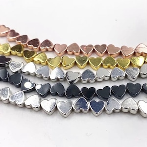 20 Tiny Heart Spacer Beads - Silver, Rose Gold, Gunmetal, Gold - 6mm Heart Beads