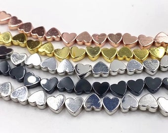 20 Tiny Heart Spacer Beads - Silver, Rose Gold, Gunmetal, Gold - 6mm Heart Beads