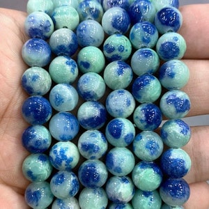 Blue and Green Persian Jade Beads - Size 6/8/10/12mm - One Full 15&quot; Strand
