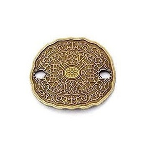Bracelet Connector Bohemian Style - Antique Bronze - Large - Curved - Beautiful Pattern - Bracelet Focal Piece