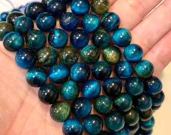 Natural Multicolor Blue Tiger Eye Stone Beads - Size 6/8/10/12mm - One Full 15" Strand