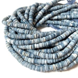 Genuine Blue Opal Heishi Beads - Natural Shaded Blue Opal Tyre Beads - Size 5-7mm  - One Full 15.5&quot; Strand - Approx. 200 Beads