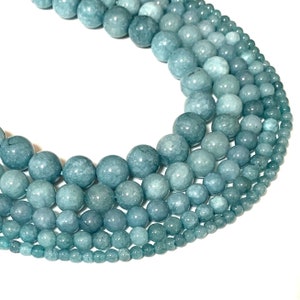 Aquamarine Agate Beads - Natural Stone Tiger Eye Agate Round Beads  -  Sizes 4/6/8/10/12mm