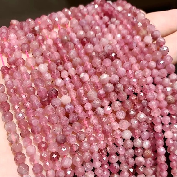 2 3 4mm Pink Tourmaline Faceted Beads Full 15 Strand Micro Faceted