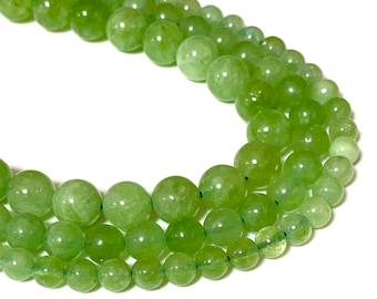 Green Peridot Natural Stone Beads - Size 6/8/10mm - One Full 15" Strand