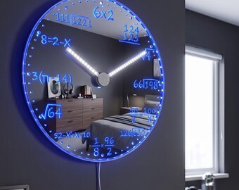 GlowHands Illuminated Clock Hand Math Design Clock | LED Algebra Equation Wall Decor for STEM Room