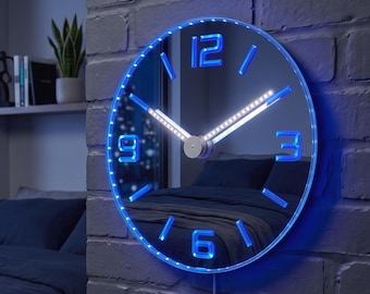 GlowHands Smart LED Wall Clock, Classic 3-6-9-12 Design, Modern Industrial Home Decor, Continuous Illuminated Hands, RGBIC App Control