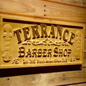 wpa0425 BARBER SHOP Name Personalized with Est. Year Hair Cut Wood Engraved Wooden Sign