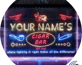 270038 Cigar Room Personalized Your Text Display LED Light Sign 