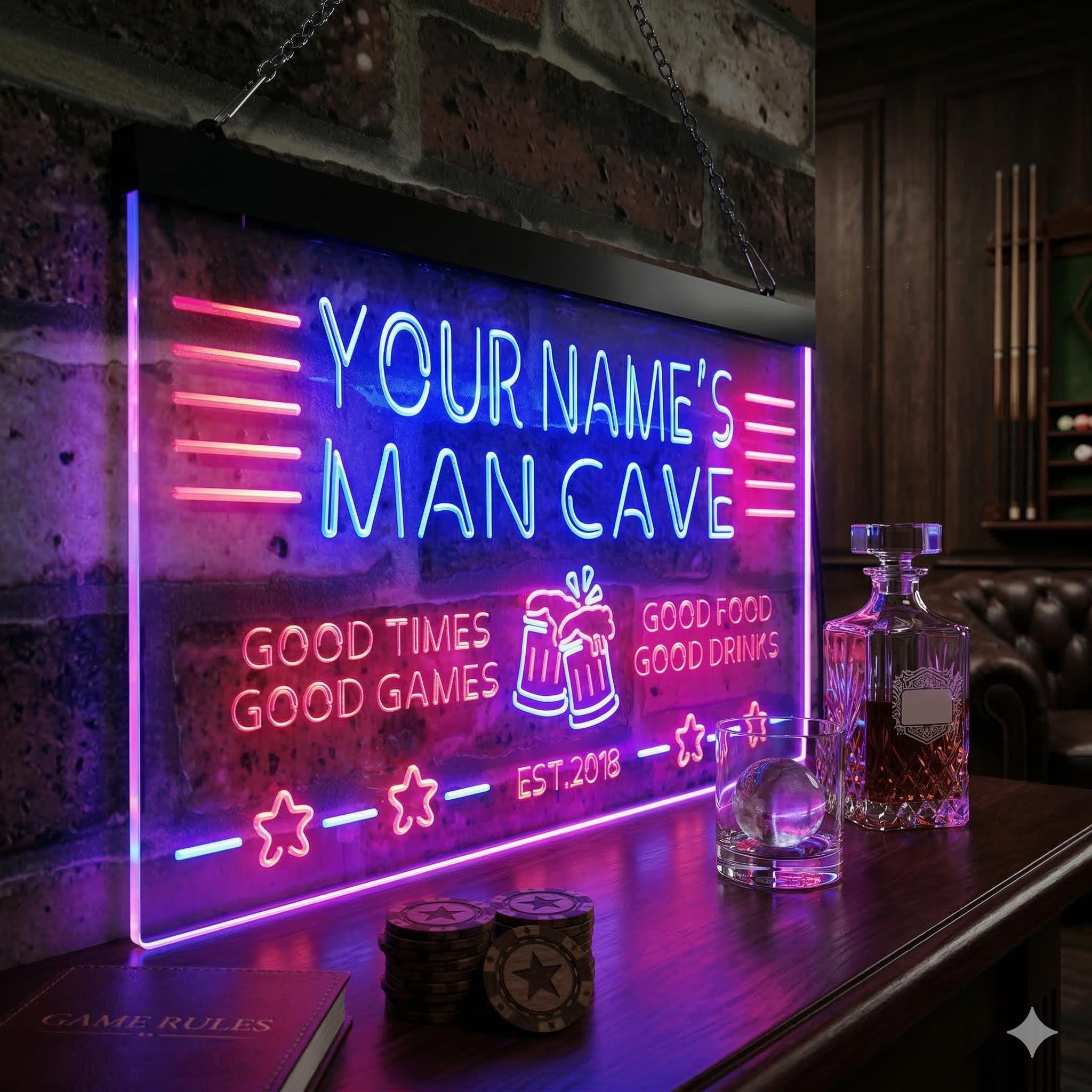Personalized Your Name Custom Man Cave Bar Beer Established Year