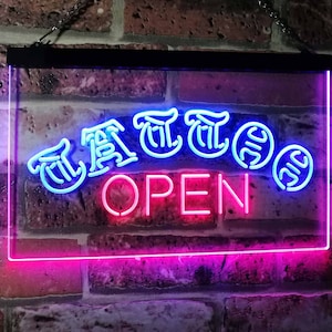 Tattoo Open Walk-in-Welcome Decor Display Dual Color LED Neon Sign st6-i2555