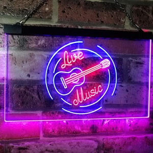 Live Music Guitar Band Room Studio Dual Color LED Neon Sign st6-i2546