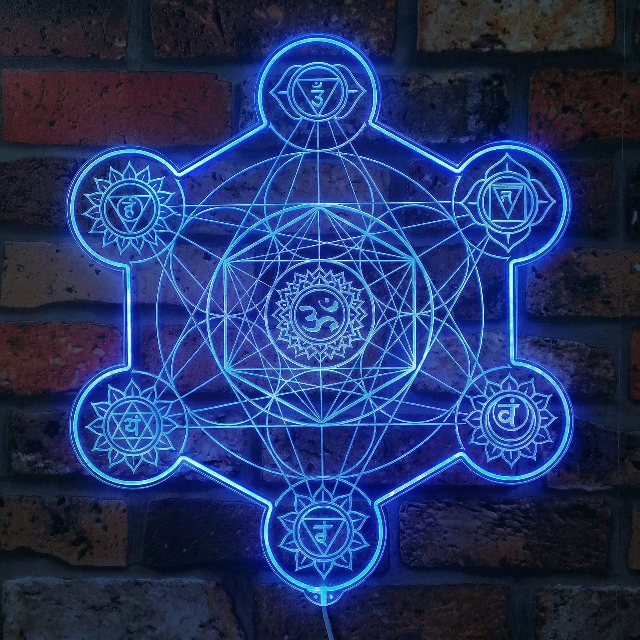 Metatron Cube LED Neon Sign Sacred Geometry Chakra Wall Art Yoga Studio ...