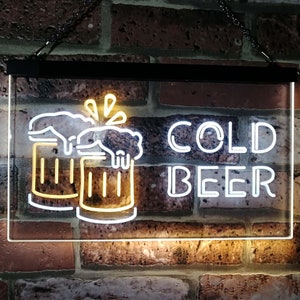 Cold Beer Bar Pub Club Decor Dual Color LED Neon Sign st6-i2069