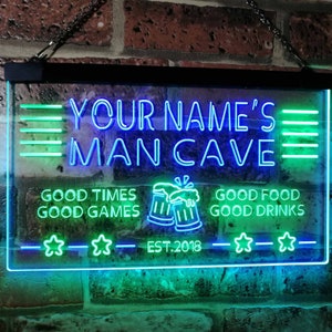 Personalized Your Name Custom Man Cave Bar Beer Established Year Dual Color LED Neon Sign st6-x0012a-tm
