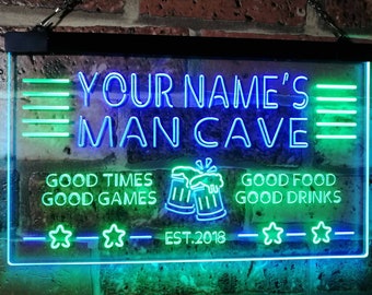 Personalized Your Name Custom Man Cave Bar Beer Established Year Dual Color LED Neon Sign st6-x0012a-tm