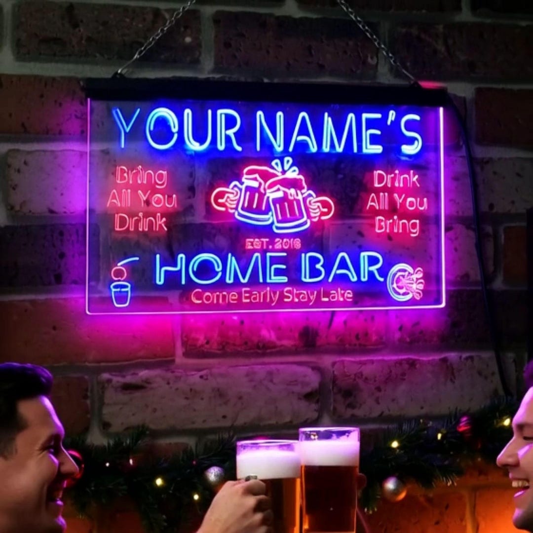 thumbnail image 2 of Custom Personalized LED Beer Sign For Home Bar Or Grill - Lighted Non-Neon 2 of 5