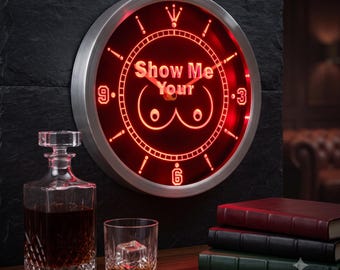 10 Inches Funny Adult LED Neon Wall Clock Novelty Neon Sign Bedroom Decor Man Cave Light Up Clock Gag Gift Adult Bar Sign Garage nc0242