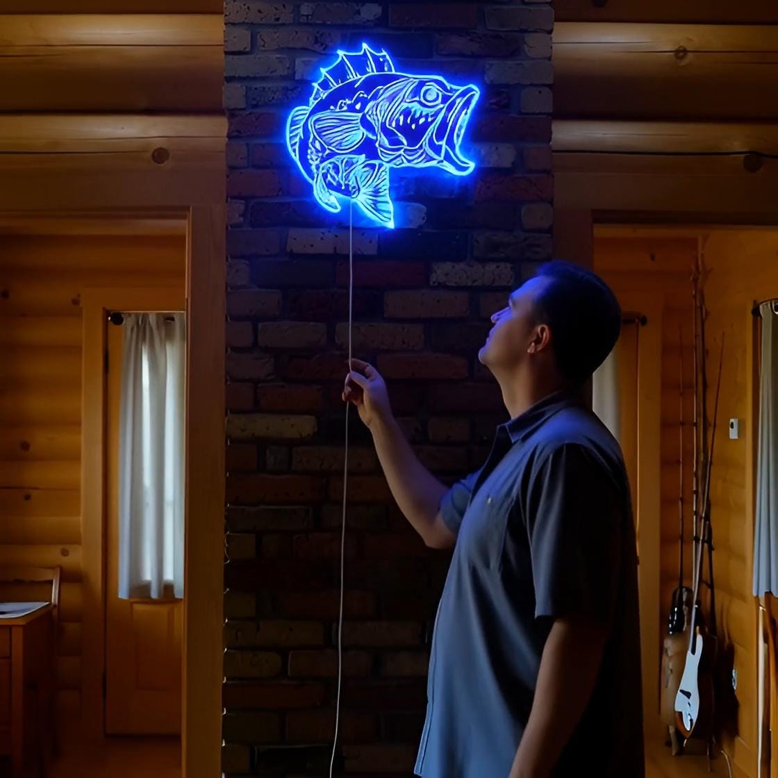 ADVPRO Insegna Luminosa A LED RGB Dynamic Glam, Forma Pesce Gatto, 3D, Multicolore, Controllo App, USB
