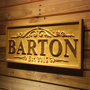 wpa0333 Personalized Wedding Gift Last Name Established  Family Name Sign Custom Wood Sign Carved Wooden Sign 5 Year Anniversary Gift Couple