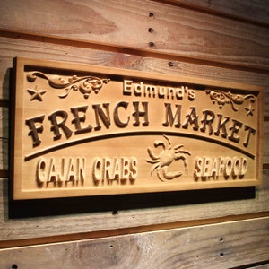 wpa0457 Name personalisierte Meeresfrüchte Krabben Markt Küche Dekoration Housewarming Geschenke Vorname Holz graviert Holz Zeichen