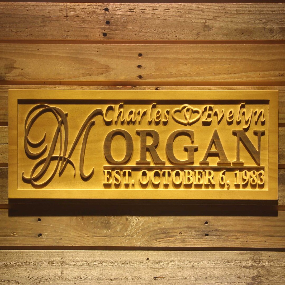 Personalized Family Name Wood Sign, 3D Carved, Rustic Wedding Gift - Etsy
