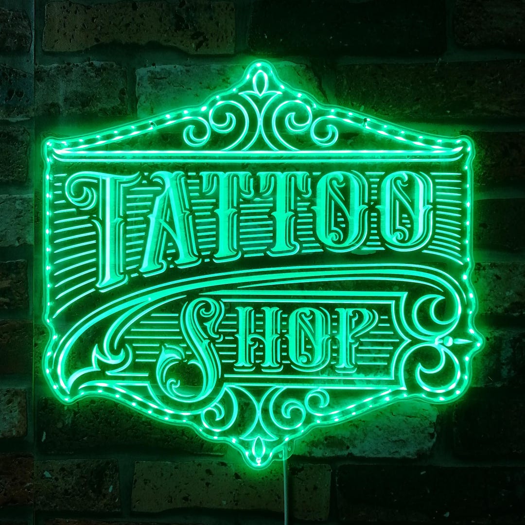 Tattoo Ink Shop Open RGB Dynamic Glam LED Sign - Cut-to-edge Shape ...