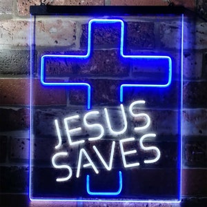 Jesus Saves Cross Home Decoration Night Light Dual Color LED Neon Sign st6-i3140