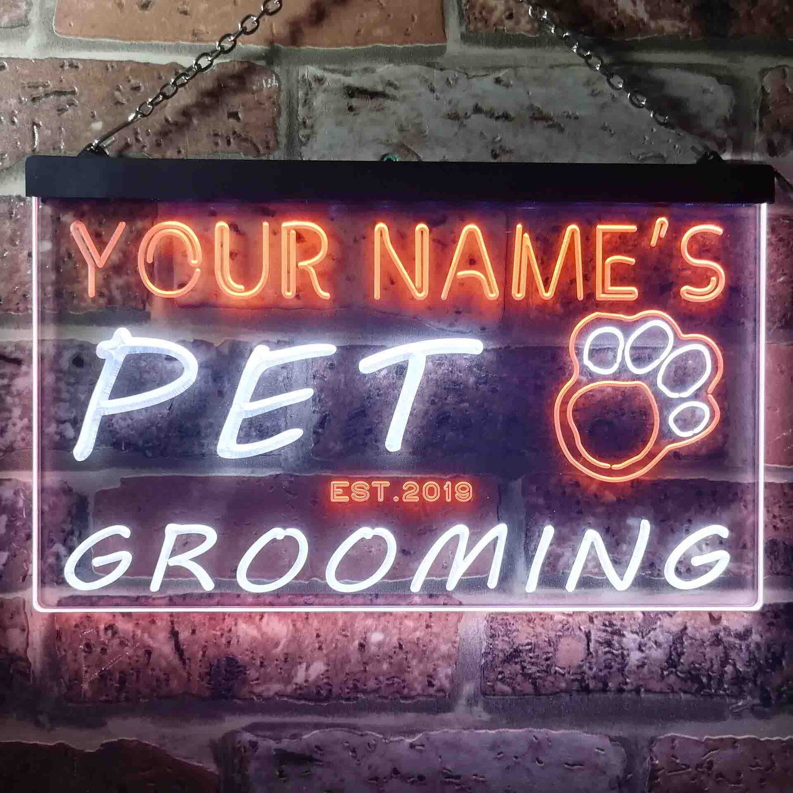 Personalized Your Name Est Year Theme Pet Grooming Shop Display Dual ...