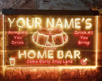 Personalized Your Name Est Year Theme Home Bar Beer Dual Color LED Neon Sign st6-p2-tm