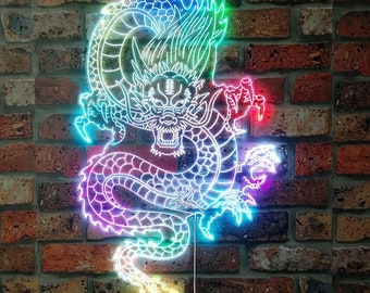 Dragon Flying in the Sky RGB Dynamic Glam LED Sign Cut-to-Edge Shape Smart 3D Wall Decoration - Multicolor Dynamic Lighting st06-fnd-i0014-c