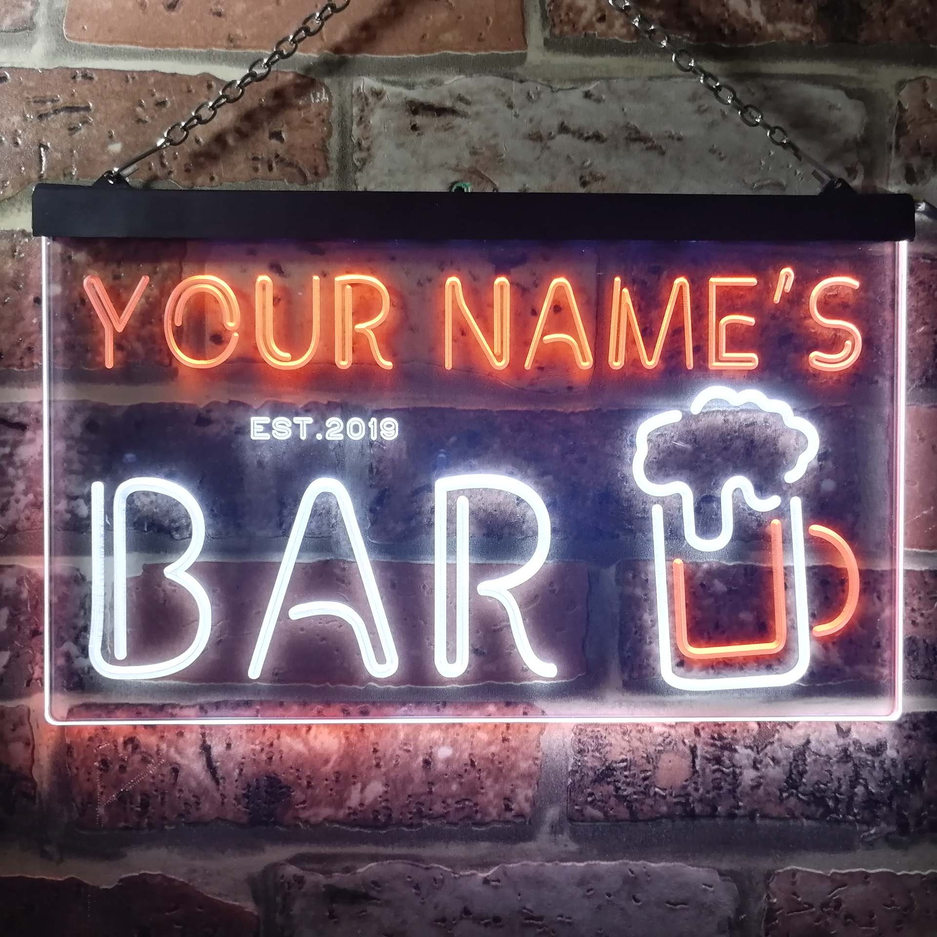 Insegna Luminosa LED Personalizzata – Nome E Anno Con Boccale Di Birra, Colori Verde E Giallo, 60x40 Cm, Risparmio Energetico - 2