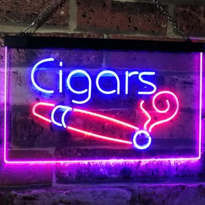 Cigars Lover Room DÃ©cor Dual Color LED Neon Sign st6-i2335