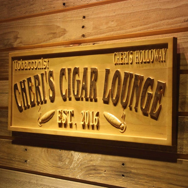 wpa0416 TOBACCONIST Name Personalized Cigar Lounge Shop Wood Engraved Wooden Sign