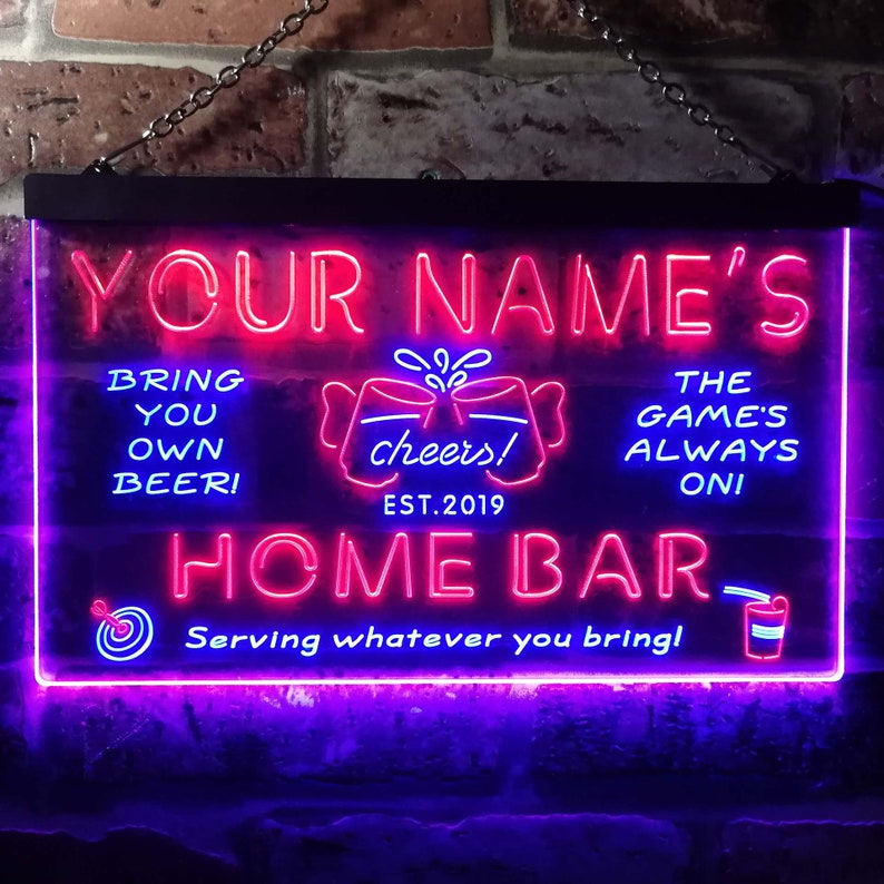 Personalized Your Name Est Year Theme Home Bar Cheers Game Etsy