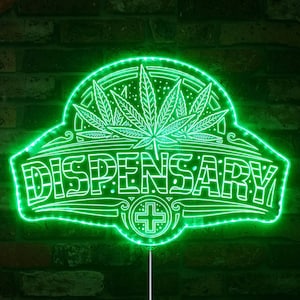Open Medical Marijuana Dispensary Shop RGB Dynamic Glam LED Sign - Cut-to-Edge Shape - Smart 3D Wall Decoration Multicolor st06-fnd-i0044-c