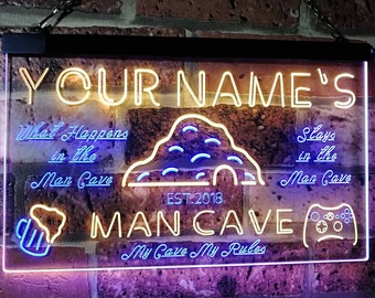 Personalized Your Name Custom Man Cave Game Bar Established Year Dual Color LED Neon Sign st6-pb1-tm