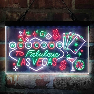 Welcome to Las Vegas Casino Beer Bar Tri-color Led Neon Sign st9-i3078