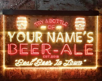 Personalized Your Name Est Year Theme Bar Beer Ale Pub Deco Dual Color LED Neon Sign st6-pn1-tm