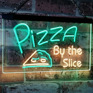 Pizza by The Slice Shop Display Advertising DÃ©cor Dual Color LED Neon Sign st6-i2004