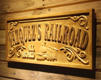 wpa0417 RAILROAD Nom Personnalisé Gare Lover Gift Wood Gravé Wooden Sign
