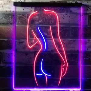 Lady Back Sexy Girls Man Cave Dual Color LED Neon Sign st6-i3131