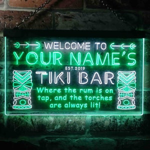Personalized Your Name Est Year Theme Tiki Bar Home Pub Dual Color LED Neon Sign st6-pm1-tm