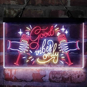 Good Vibes Only Cheers Tri-color Led Neon Sign st9-i3212