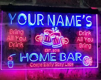 Personalized Your Name Custom Home Bar Neon Signs Beer Established Year Dual Color LED Neon Light Sign st6-p1-tm