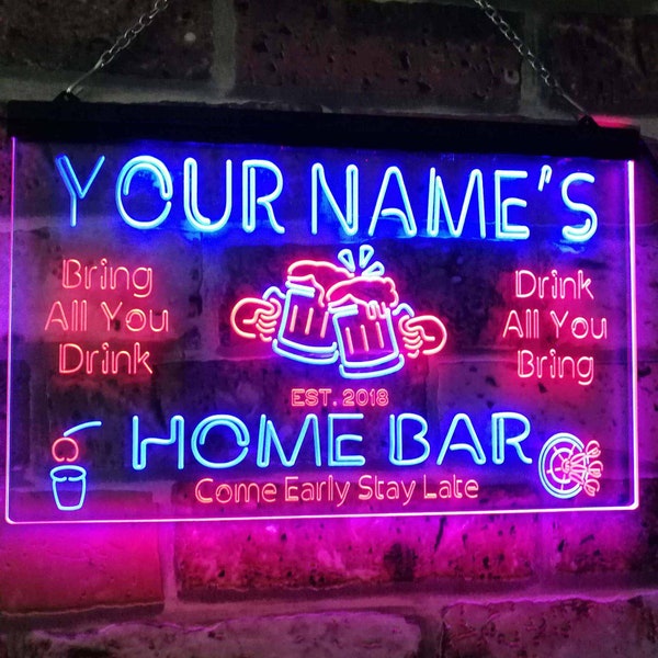 Personalized Your Name Custom Home Bar Neon Signs Beer Established Year Dual Color LED Neon Light Sign st6-p1-tm